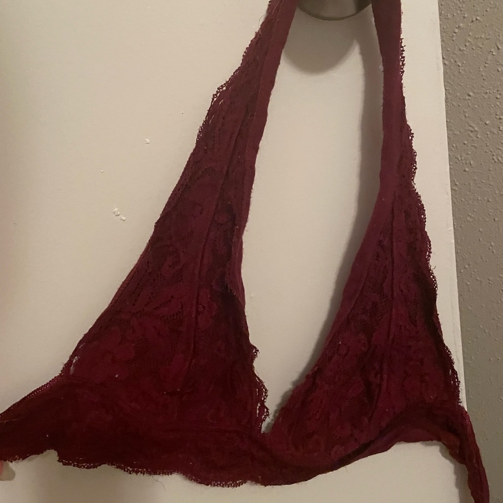 Urban Outfitters burgundy/maroon lace halter bralette
